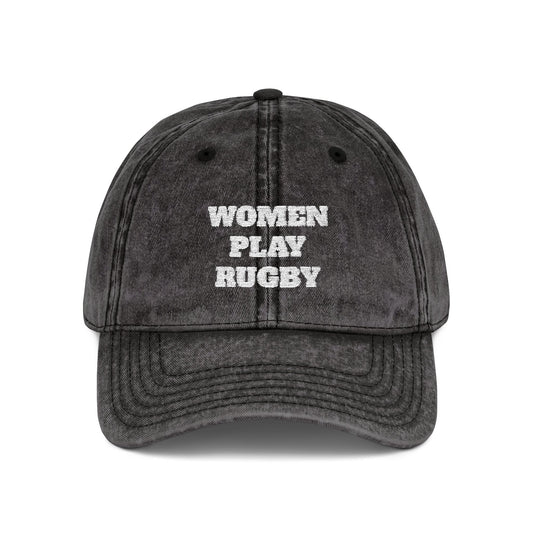 Women Play Rugby Vintage Cap, Sports Hat, Embroidered Cap, Gift for Athletes, Casual Wear, Outdoor Activities