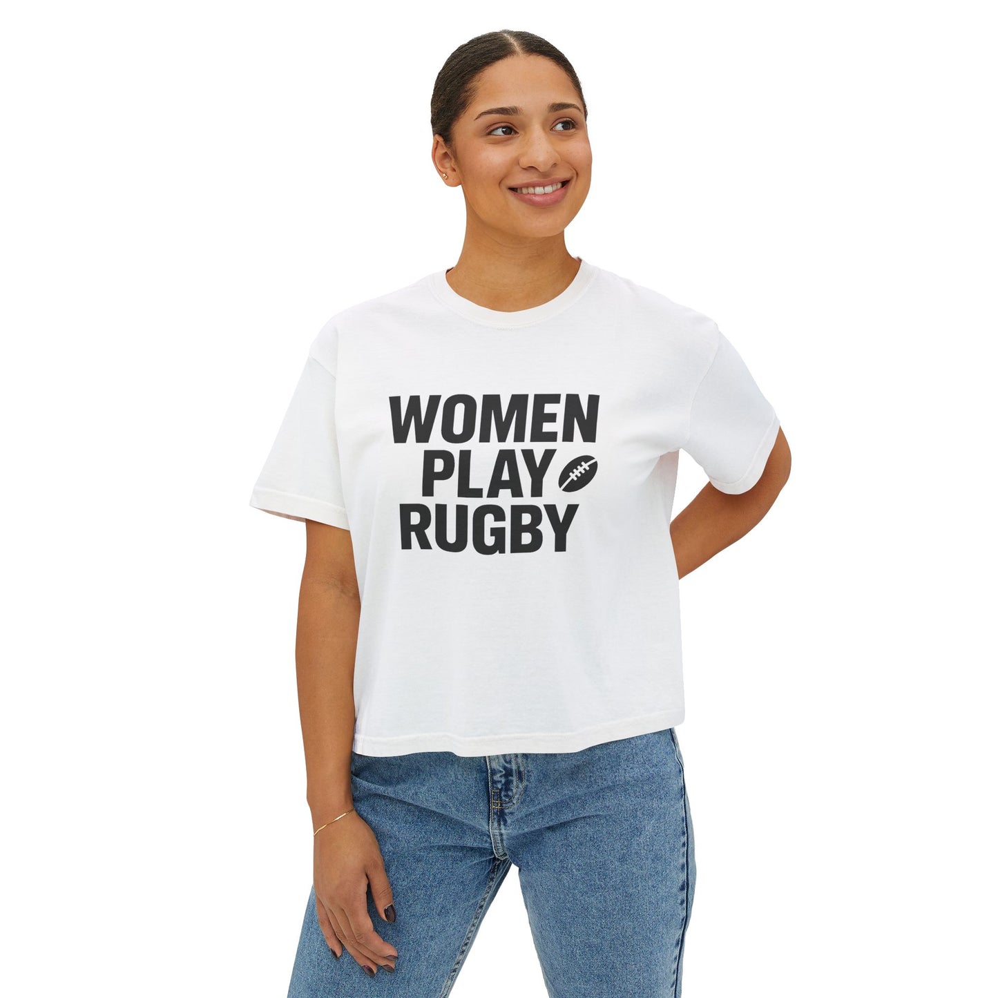 Empowering Women’s Rugby Boxy Tee - Sporty, Casual, Feminine Statement Tee for Game Day, Fitness, and Everyday Wear, Gift Idea