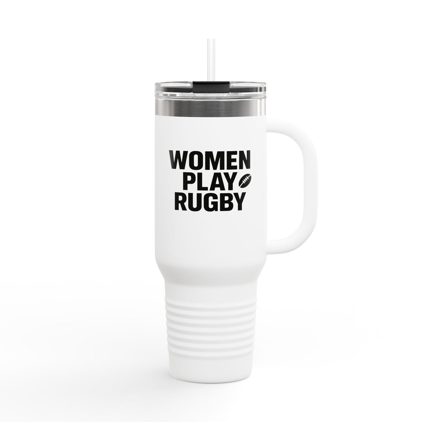 Women's Rugby Insulated Travel Mug, 40oz - Sports Drinkware, Travel Cup, Gift for Athletes, Coffee Tumbler, Reusable Beverage Container