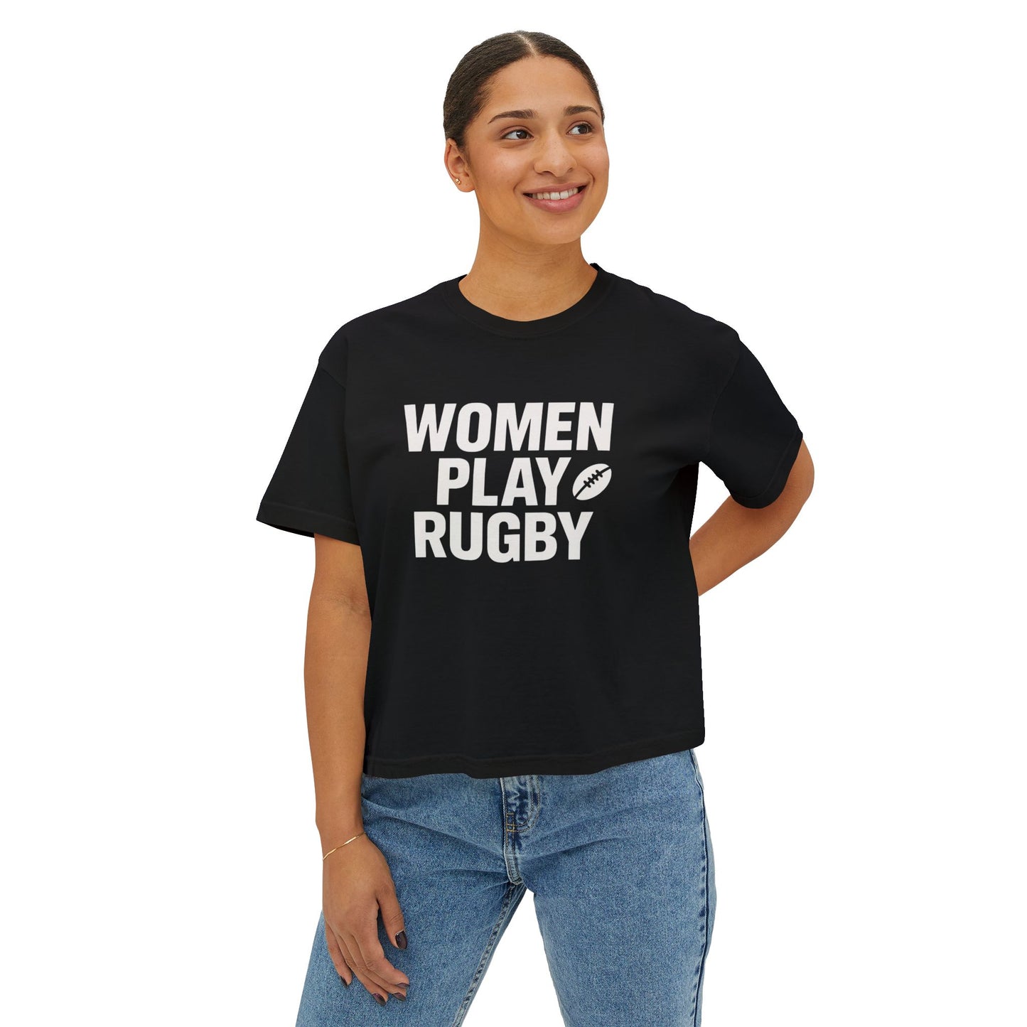 Empowering Women’s Rugby Boxy Tee - Sporty, Casual, Feminine Statement Tee for Game Day, Fitness, and Everyday Wear, Gift Idea