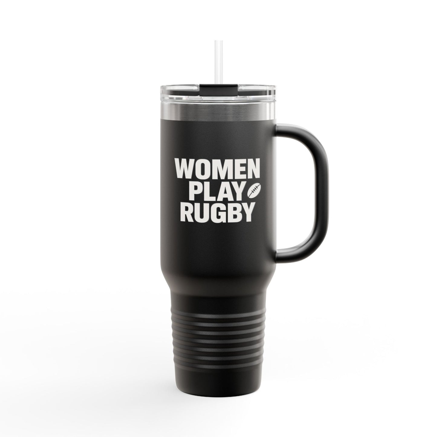 Women's Rugby Insulated Travel Mug, 40oz - Sports Drinkware, Travel Cup, Gift for Athletes, Coffee Tumbler, Reusable Beverage Container