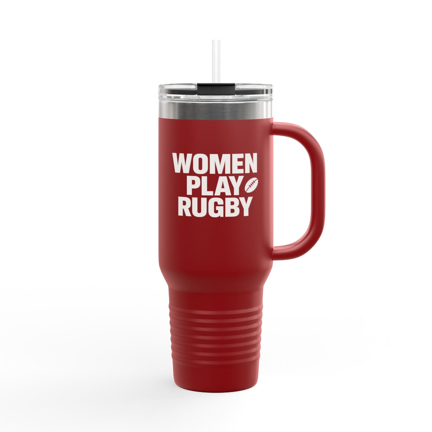 Women's Rugby Insulated Travel Mug, 40oz - Sports Drinkware, Travel Cup, Gift for Athletes, Coffee Tumbler, Reusable Beverage Container