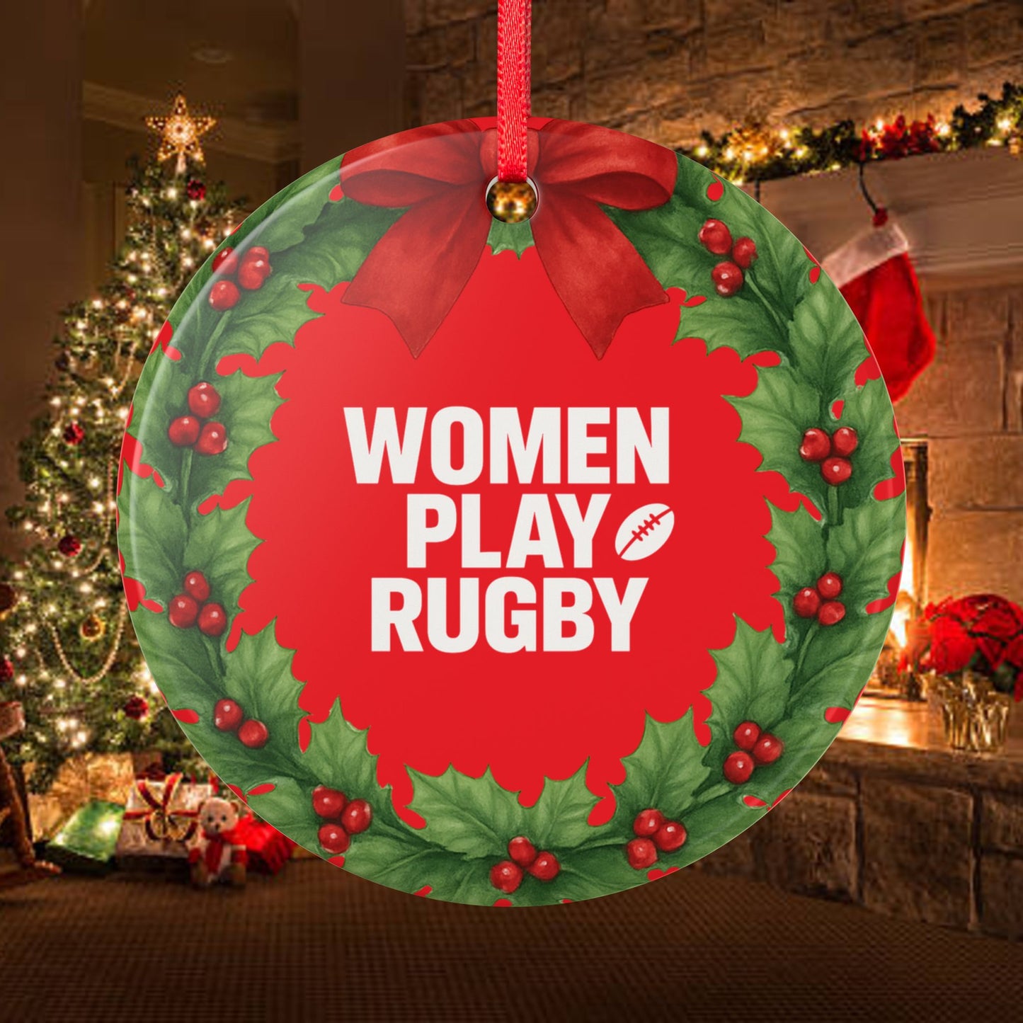 Rugby Christmas Ornament